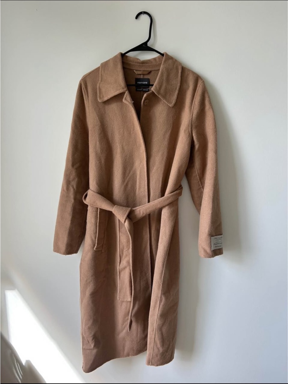 Simons Camel Long Belted Trench Coat